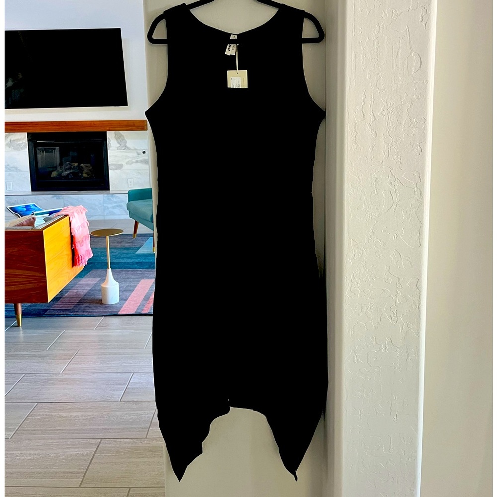 Brand New Pact Organic Cotton Black Fit & Flare Handkerchief Dress Size XL